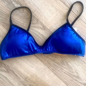 J Crew Swim Metallic Blue Bikini top NEW